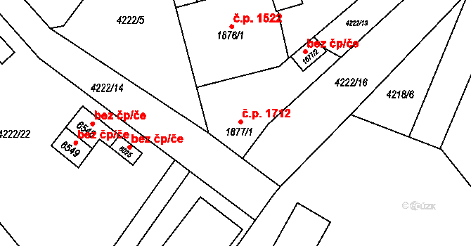 Žatec 1712 na parcele st. 1877/1 v KÚ Žatec, Katastrální mapa