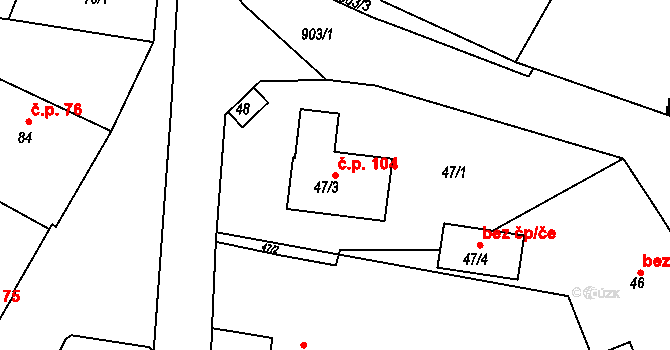 Lukov 104 na parcele st. 47/3 v KÚ Lukov nad Dyjí, Katastrální mapa