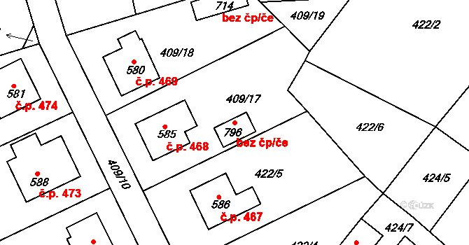 Dolní Bousov 94418411 na parcele st. 796 v KÚ Dolní Bousov, Katastrální mapa