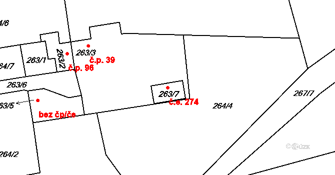 Doubrava 274, Nýřany na parcele st. 263/7 v KÚ Doubrava u Plzně, Katastrální mapa