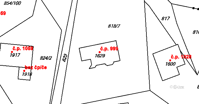 Světlá nad Sázavou 999 na parcele st. 1629 v KÚ Světlá nad Sázavou, Katastrální mapa