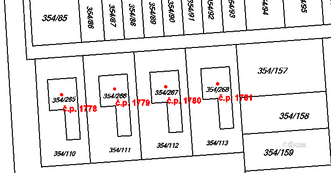Slavkov u Brna 1780 na parcele st. 354/267 v KÚ Slavkov u Brna, Katastrální mapa