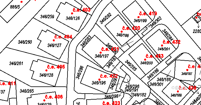 Milná 421, Frymburk na parcele st. 346/197 v KÚ Frymburk, Katastrální mapa