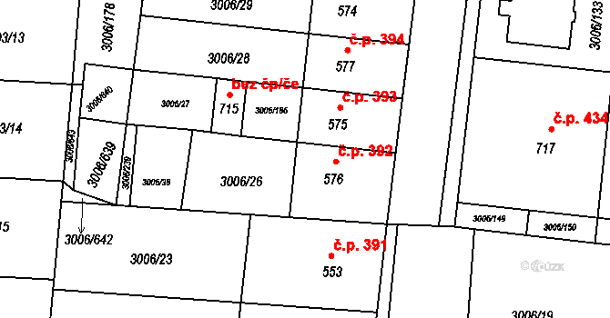 Brumovice 392 na parcele st. 576 v KÚ Brumovice, Katastrální mapa