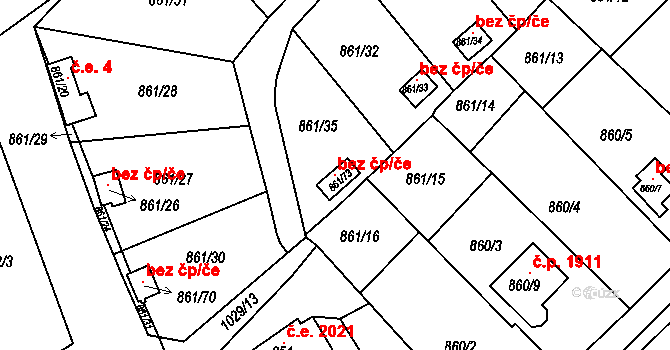 Teplice 103659412 na parcele st. 861/73 v KÚ Teplice-Trnovany, Katastrální mapa