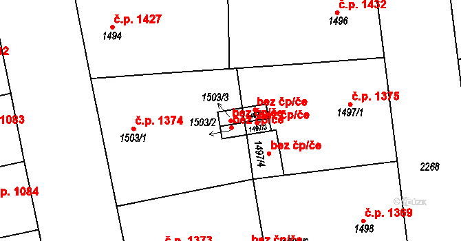 Praha 105123412 na parcele st. 1503/3 v KÚ Holešovice, Katastrální mapa