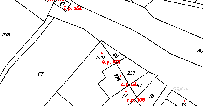 Přerov XII-Žeravice 123, Přerov na parcele st. 229 v KÚ Žeravice, Katastrální mapa