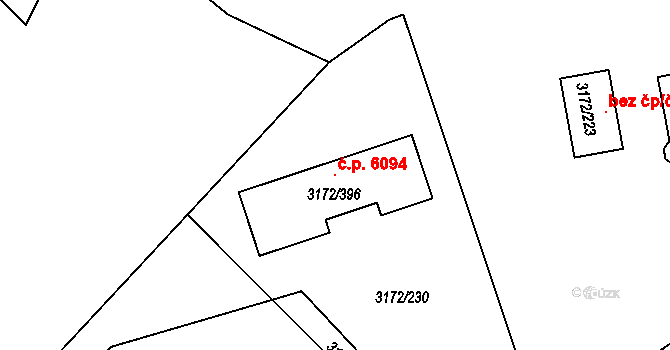 Chomutov 6094 na parcele st. 3172/396 v KÚ Chomutov II, Katastrální mapa