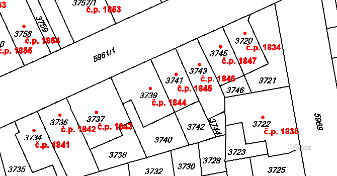 Jihlava 1845 na parcele st. 3741 v KÚ Jihlava, Katastrální mapa