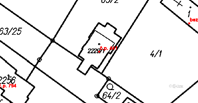 Čeladná 441 na parcele st. 2229/1 v KÚ Čeladná, Katastrální mapa