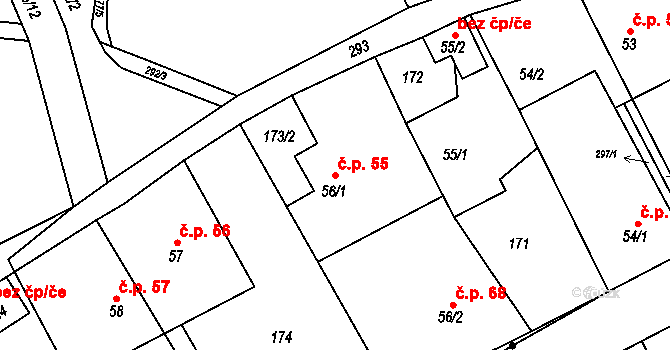 Vysoká Pec 55, Bohutín na parcele st. 56/1 v KÚ Vysoká Pec u Bohutína, Katastrální mapa