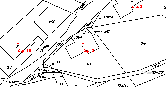 Horní Sklenov 3, Hukvaldy na parcele st. 4 v KÚ Sklenov, Katastrální mapa