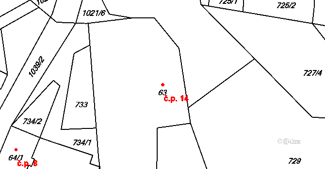 Vitanovice 14, Pěnčín na parcele st. 63 v KÚ Pěnčín, Katastrální mapa