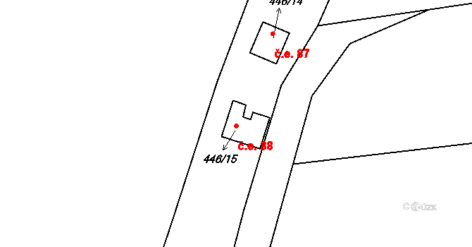 Cetoraz 88 na parcele st. 446/15 v KÚ Cetoraz, Katastrální mapa