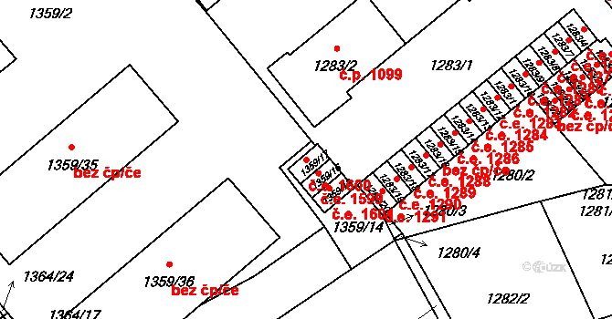 Pelhřimov 1600 na parcele st. 1359/17 v KÚ Pelhřimov, Katastrální mapa