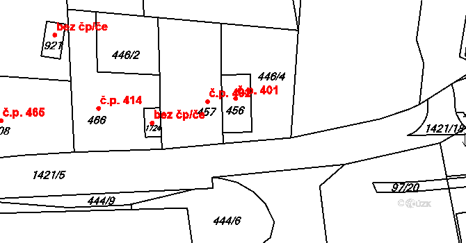 Blovice 401 na parcele st. 456 v KÚ Blovice, Katastrální mapa