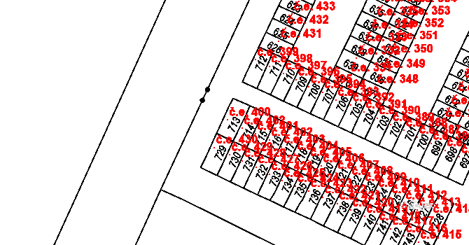 Háje 400, Cheb na parcele st. 713 v KÚ Háje u Chebu, Katastrální mapa