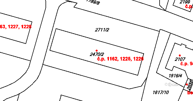 Cheb 1162,1225,1226 na parcele st. 2470/2 v KÚ Cheb, Katastrální mapa