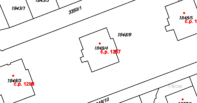 Michle 1257, Praha na parcele st. 1848/4 v KÚ Michle, Katastrální mapa