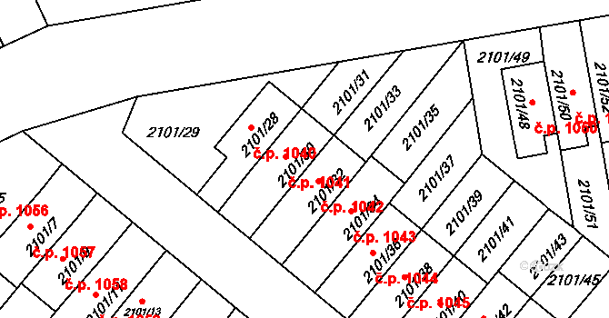 Chodov 1041, Praha na parcele st. 2101/30 v KÚ Chodov, Katastrální mapa