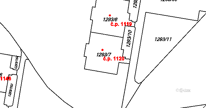 Řepy 1120, Praha na parcele st. 1293/7 v KÚ Řepy, Katastrální mapa