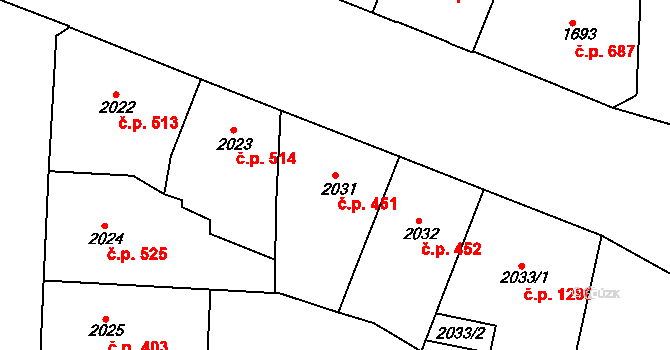 Holešovice 451, Praha na parcele st. 2031 v KÚ Holešovice, Katastrální mapa