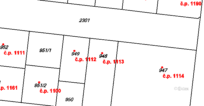 Holešovice 1113, Praha na parcele st. 948 v KÚ Holešovice, Katastrální mapa