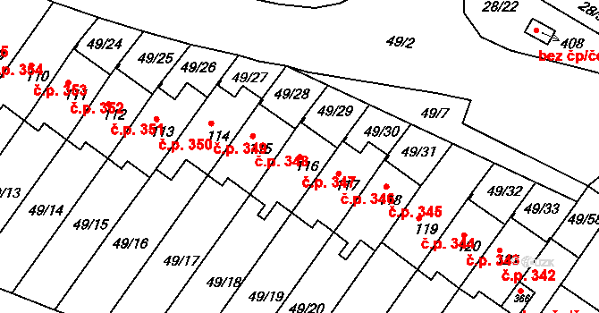 Příbram V-Zdaboř 347, Příbram na parcele st. 116 v KÚ Zdaboř, Katastrální mapa