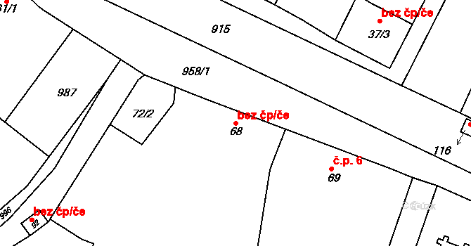 Veletov 2455412 na parcele st. 68/1 v KÚ Veletov, Katastrální mapa