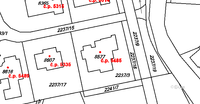 Zlín 5485 na parcele st. 8577 v KÚ Zlín, Katastrální mapa