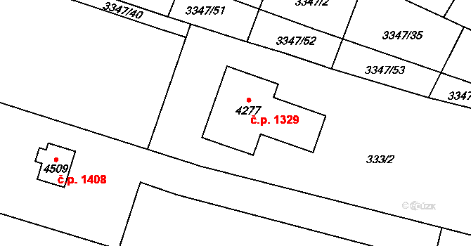 Kyjov 1329 na parcele st. 4277 v KÚ Kyjov, Katastrální mapa