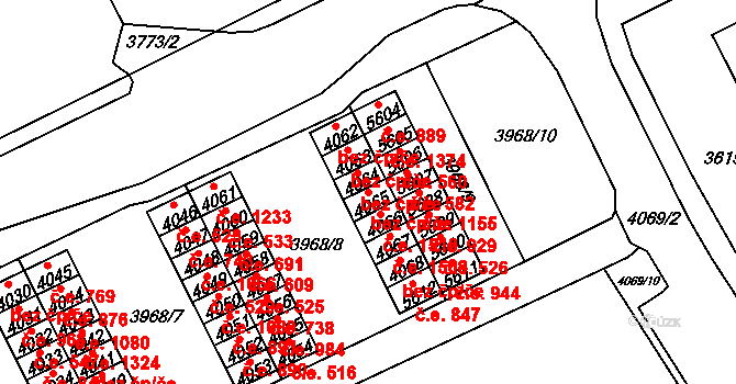 Chomutov 39097412 na parcele st. 4065 v KÚ Chomutov I, Katastrální mapa