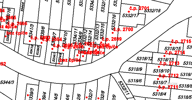 Brno 39456412 na parcele st. 5332/13 v KÚ Žabovřesky, Katastrální mapa