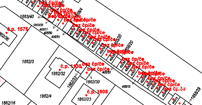 Praha 40491412 na parcele st. 405/19 v KÚ Radotín, Katastrální mapa