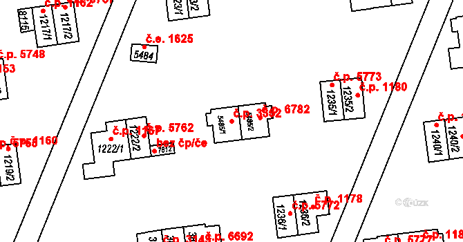 Zlín 3352 na parcele st. 5485/1 v KÚ Zlín, Katastrální mapa