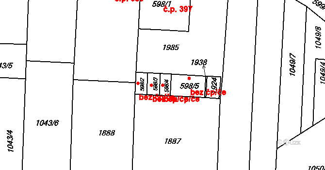 Šakvice 42551412 na parcele st. 598/4 v KÚ Šakvice, Katastrální mapa