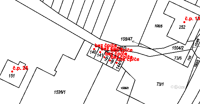 Újezd u Rosic 43384412 na parcele st. 141 v KÚ Újezd u Rosic, Katastrální mapa