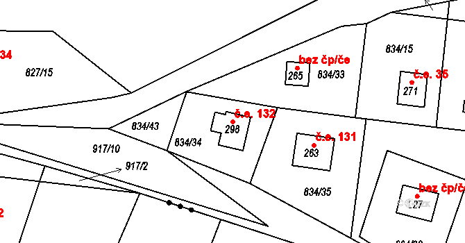 Smrkovice 132, Písek na parcele st. 298 v KÚ Smrkovice, Katastrální mapa