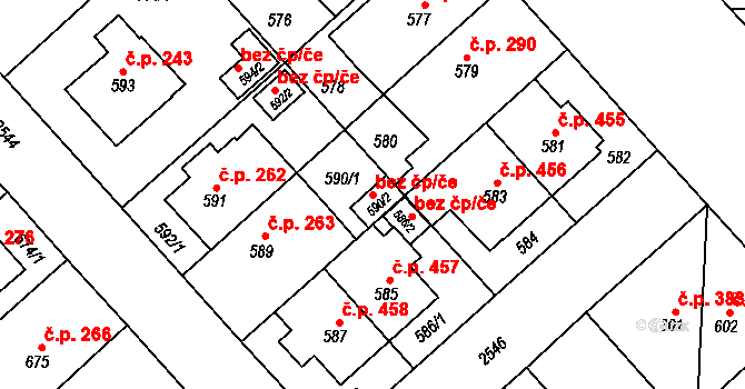 Plzeň 46526412 na parcele st. 590/2 v KÚ Doubravka, Katastrální mapa