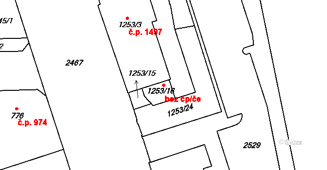 Praha 49402412 na parcele st. 1253/16 v KÚ Vršovice, Katastrální mapa