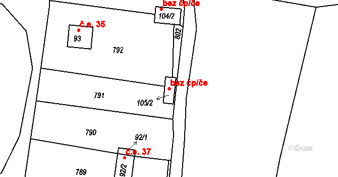 Nové Dvory 49859412 na parcele st. 105/2 v KÚ Krámy, Katastrální mapa