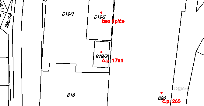 Vracov 1781 na parcele st. 619/3 v KÚ Vracov, Katastrální mapa