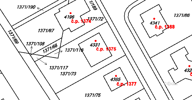 Strakonice I 1375, Strakonice na parcele st. 4331 v KÚ Strakonice, Katastrální mapa