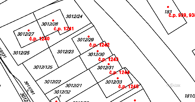 Kopřivnice 1243 na parcele st. 3012/30 v KÚ Kopřivnice, Katastrální mapa