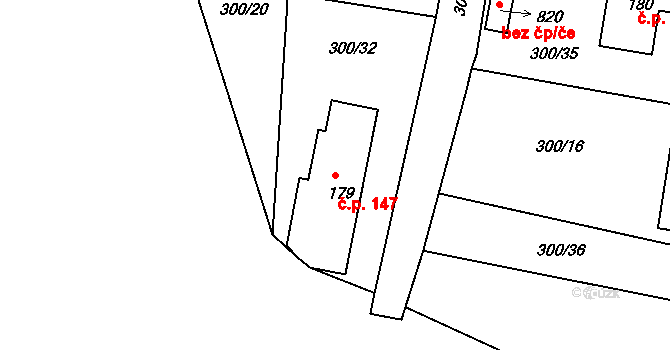 Loučovice 147 na parcele st. 179 v KÚ Loučovice, Katastrální mapa