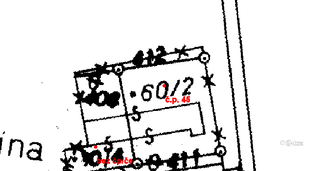Závišín 45, Bělčice na parcele st. 60/2 v KÚ Závišín u Bělčic, Katastrální mapa