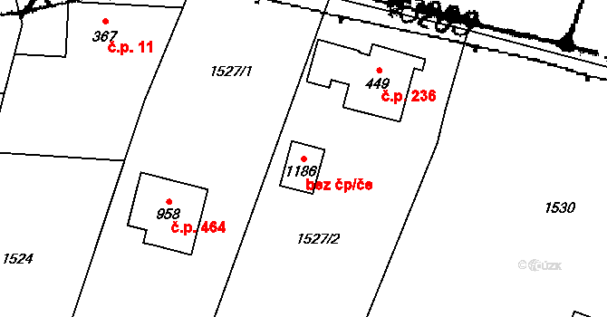 Písek 89851412 na parcele st. 1186 v KÚ Písek u Jablunkova, Katastrální mapa
