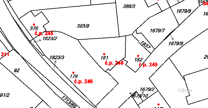 Přibyslav 248 na parcele st. 181 v KÚ Přibyslav, Katastrální mapa