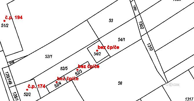 Branišovice 99339412 na parcele st. 54/2 v KÚ Branišovice, Katastrální mapa