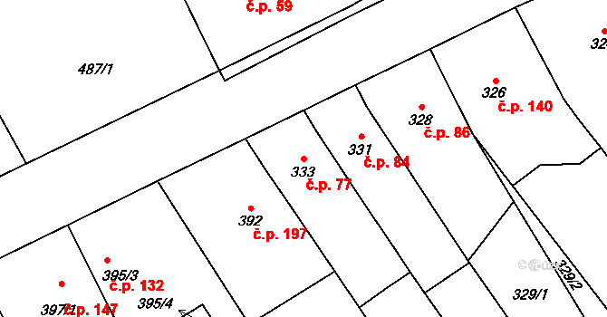 Přerov IV-Kozlovice 77, Přerov na parcele st. 333 v KÚ Kozlovice u Přerova, Katastrální mapa